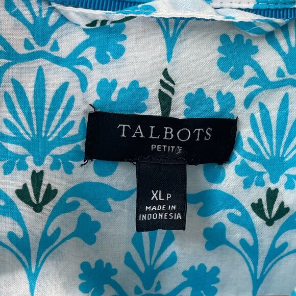 Talbots Womens Petite XL Modern Classic Button Down Shirt Damask Bouquet Blouse - Picture 4 of 12